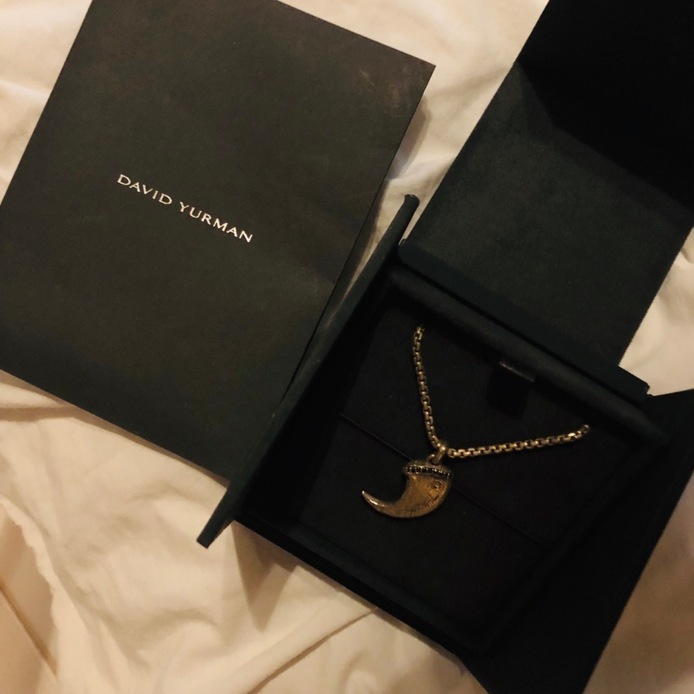 David Yurman necklace w/ black diamond bear claw